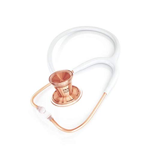 MDF Instruments ProCardial Cardiology Stethoscope, Lightweight Titanium, Adult, Dual Head, White Tube, Rosegold Chestpiece-Headset, MDF797TRG29