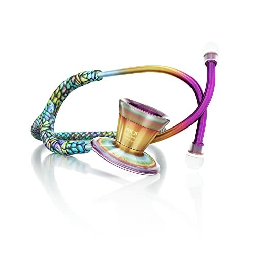 MDF Instruments Mermaid Kaleidoscope ProCardial Cardiology Stethoscope, Limited Edition Mprints, Lightweight Titanium, Adult, Dual Head, Mermaid Tube, Kaleidoscope Chestpiece-Headset, MDF797TMMKL