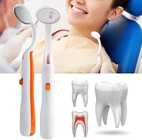 2 Pcs Dental Mirror with Light Tool LED Lighted Teeth Inspection Mirror Anti Fog Curve Angle Dentist Oral Care Tool