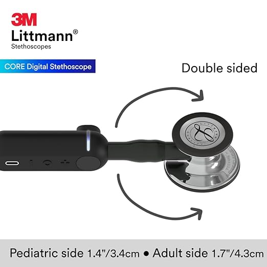3M Littmann CORE Digital Stethoscope, Our Most Advanced Stethoscope Yet, Up To 40x Amplification, Active Noise Cancellation, In-App Sound Wave Visualization, Mirror-Finish Chestpiece, 8890