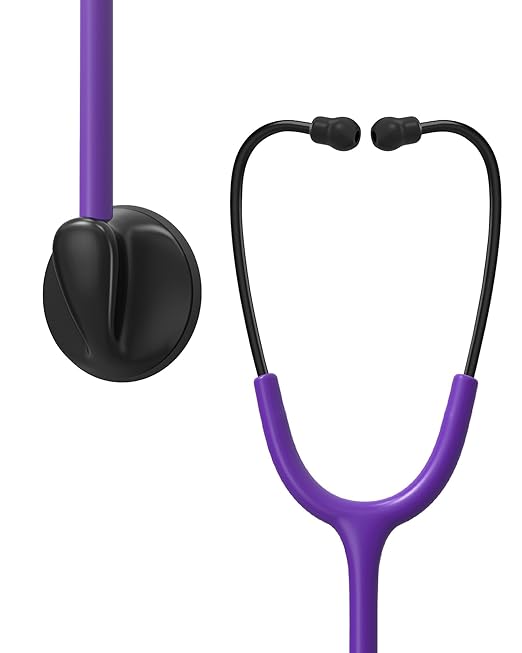 Single Head Stethoscope for Doctors/Nurses/Nursing School Students, Medical and Home Use with Accessories Name Tag (Purple Tube, without EVA Case)