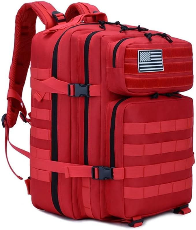 45L Military Tactical Backpack for Men & Women Bug Out Bag Assault pack Molle Daypack Hiking Trekking Rucksack(Red)