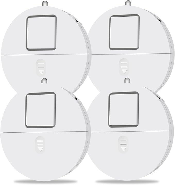 Window Alarm System 4-Pack - Ultra-Loud 120dB Alarms with Advanced Vibration Sensors - Window Security Alarms for Glass Break Detection - Features Low Battery LED Indicator