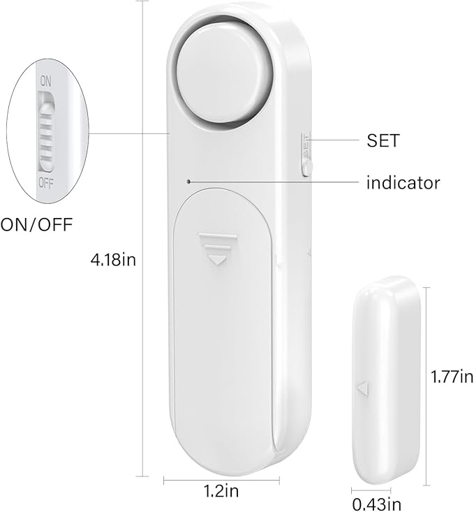 Window and Door Alarm When Opened (5 Pack) for Kids Safety/Home Security, Wireless Sliding Door Opening Sensor Alarms for Dementia, 120dB Burglar Alert, Ideal for Business, Garage, Apartment, White