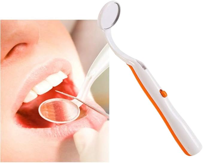 2 Pcs Dental Mirror with Light Tool LED Lighted Teeth Inspection Mirror Anti Fog Curve Angle Dentist Oral Care Tool