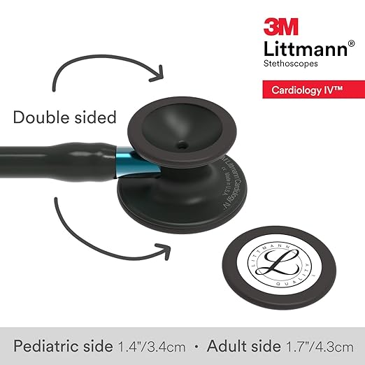 3M Littmann Cardiology IV Diagnostic Stethoscope, 6201, More Than 2X as Loud, Weighs Less, Stainless Steel Black-Finish Chestpiece, 27" Blue Stem, Black Tube and Headset