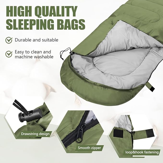 Camping Sleeping Bags for Adults Kids Waterproof Lightweight Sleeping Bag for Cold Weather or Warm Backpacking Hiking Mountaineering Indoor Outdoor Use