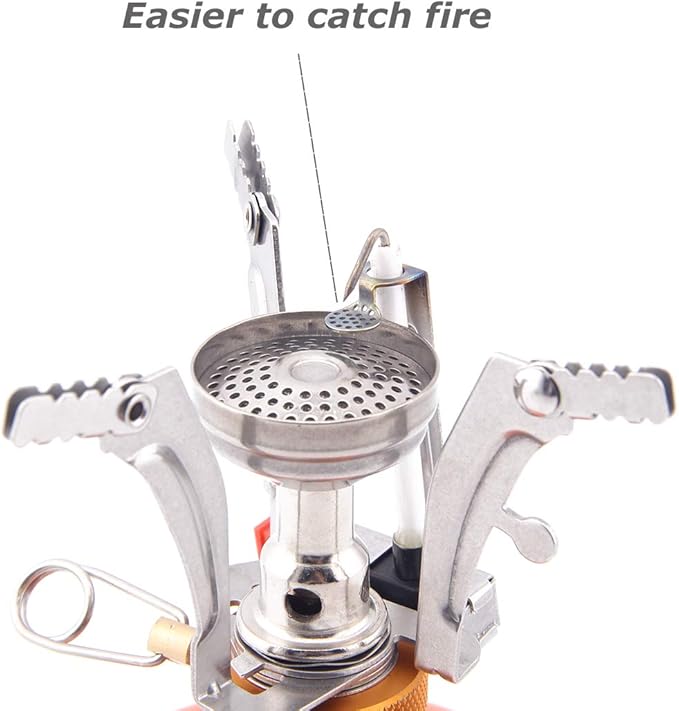 Ultralight Backpacking Stove Portable Camping Stove with Piezo Ignition Perfect for Camping, Hiking and Backpacking Trips