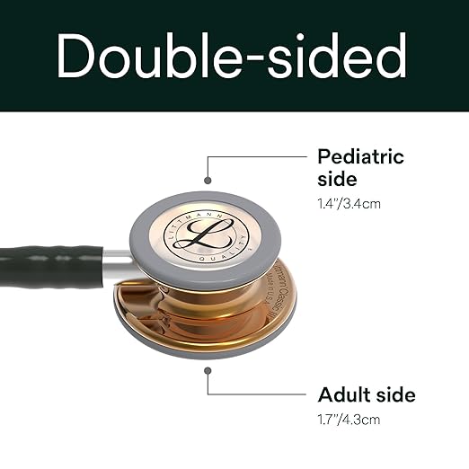 3M Littmann Classic III Monitoring Stethoscope, 5646, Limited Edition, More Than 2X as Loud*, Weighs Less**, Stainless Steel High Polish Copper Chestpiece, 27" Black Tube