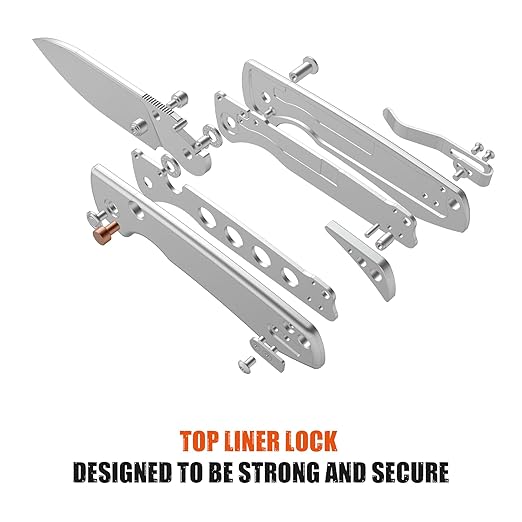 Vosteed Raccoon EDC Folding Pocket knife with Clip, Top Liner Lock Knife with 3.25" Sandvik 14C28N Steel Blade, Micarta Handle for Camping, Hiking - A2903