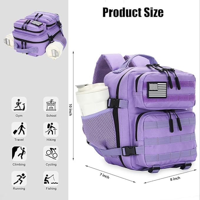 9L Mini Tactical Backpack for Men and Women, Tactical Backpack Small for Hiking, Small Tactical Bag(Light Purple)