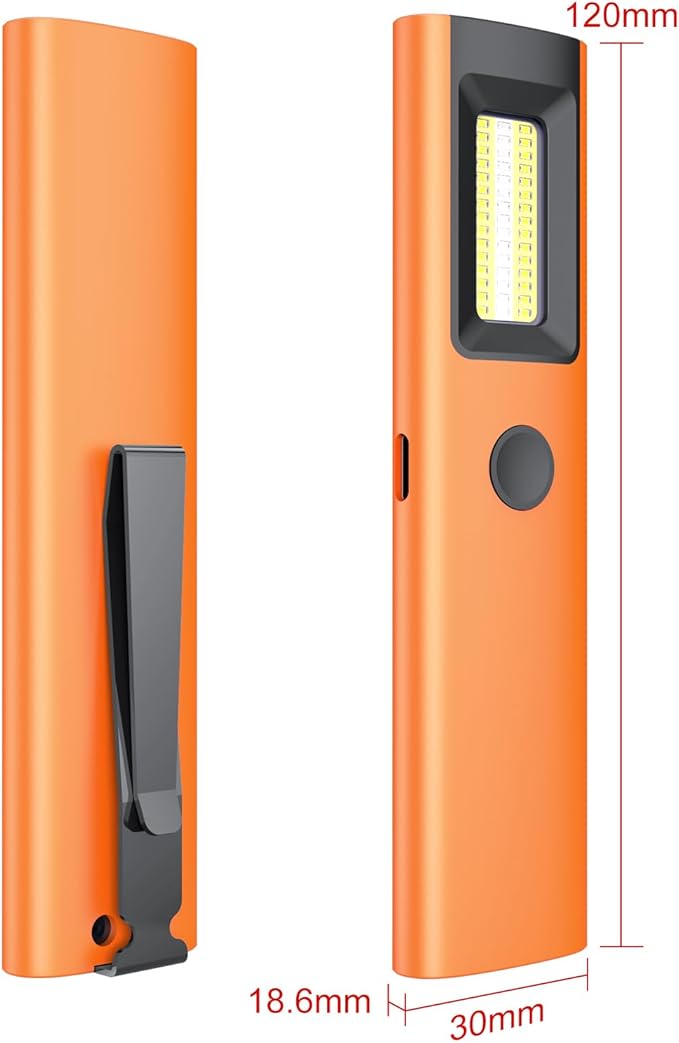 3IN1 EDC Pocket LED Flat Flashlight, USB-C Rechargeable 500 Lumens Compact Bright Handheld Flash Lights, Aluminum Alloy Material with Magnet for Hiking Work and Emergency (Orange)