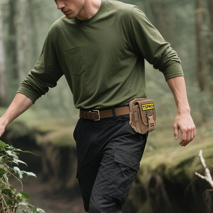 TSPRO Tactical Molle EDC Pouch Utility Tool Pouches Organizer Phone Holster Durable Belt Waist Bag Military Gear Gadget Pocket with Smartphone Pack