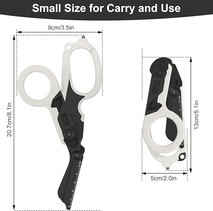 6in1 trauma shears - emergency responders, outdoor emergencies scissor, medical staff, and outdoor camping scissors, ttrauma scissors (Luminous Black)