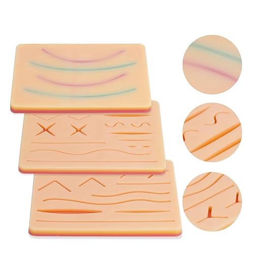 3-Piece Suture Pad, Suture Practice Pad with Various Wound Shapes, Suture Practice Kit, Suitable for Medical, Veterinary Medical Staff Training and Practice (Combination Two)