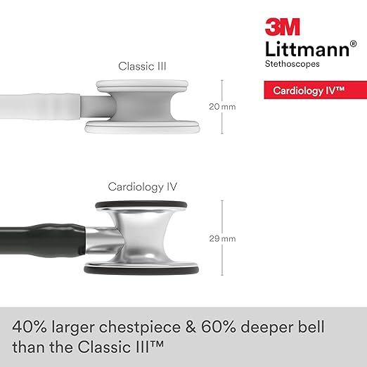 3M Littmann Cardiology IV Diagnostic Stethoscope, 6152, More Than 2X as Loud, Weighs Less, Stainless Steel Chestpiece, 27" Black Tube