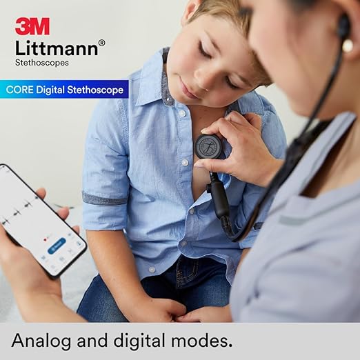 3M Littmann CORE Digital Stethoscope, Our Most Advanced Stethoscope Yet, Up To 40x Amplification, Active Noise Cancellation, In-App Sound Wave Visualization, Mirror-Finish Chestpiece, 8890