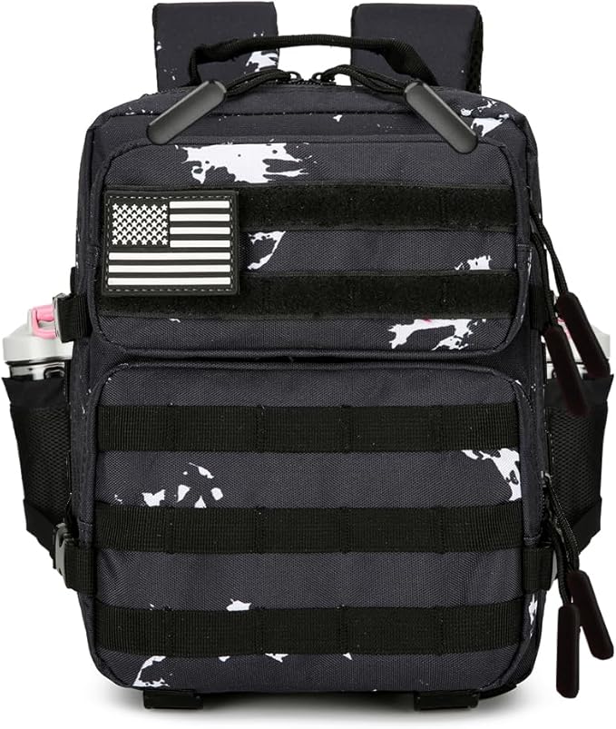 9L Mini Tactical Backpack for Men and Women, Tactical Backpack Small for Hiking, Small Tactical Bag (Black Lightning)
