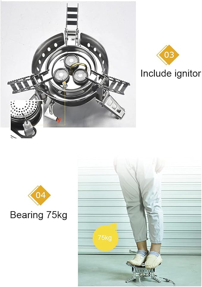 Bulin AirOka B17 6800W Super Windproof Outdoor Camping Stoves Portable Camping Stove Burner Strong Firepower with Piezo Ignition Folding Lightweight Backpacking Stove for Outdoor Hiking Cooking BBQ