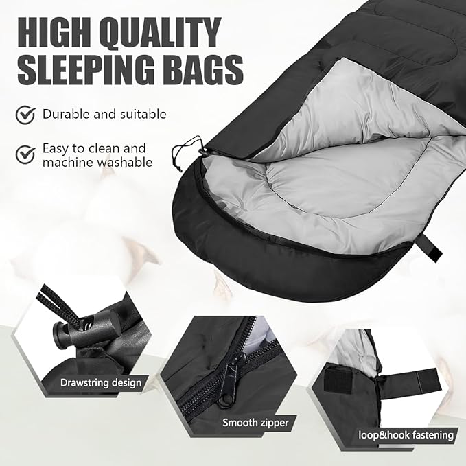 Camping Sleeping Bags for Adults Kids Waterproof Lightweight Sleeping Bag for Cold Weather or Warm Backpacking Hiking Mountaineering Indoor Outdoor Use