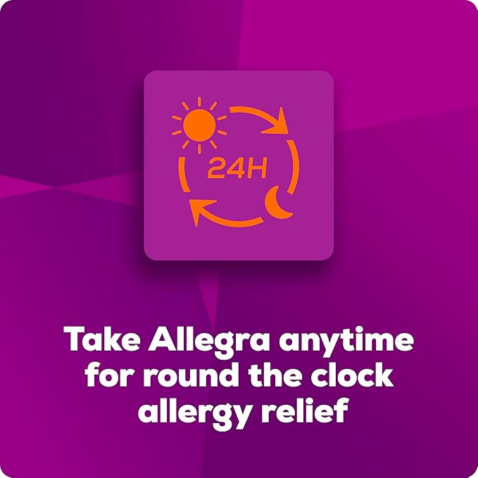 Allegra Adult 24-Hour Allergy Relief Tablets with Bonus Tissue Pack, Non-Drowsy Indoor and Outdoor Allergy Medicine, 180 mg Fexofenadine HCI Antihistamine Pill, 100-Count