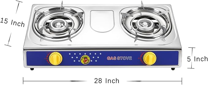 Vivicreate 2 Burner Propane Gas Stove Outdoor Cooking Portable Double Burner Propane Cooktop Burners for Camping BBQ Patio Frying Fogon Estufa Portatil Parrillas de Gas