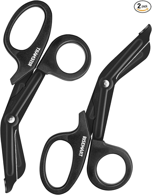 Trauma Shears - RISEMART Bandage Scissors for Nurses, 7.5" Fluoride Coated Non-stick Blades Stainless Steel Nursing Scissors for Doctor, Nurses, Nursing Students, EMS, EMT