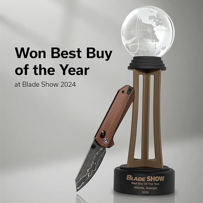 CIVIVI Yonder Folding Pocket Knife for EDC, Crossbar Lock Knife with 2.88" Damascus Blade Wood Handle, Lightweight Knife Gifts for Men Women Camping Hiking, Designed by Zac Whitmore C23073B-DS1