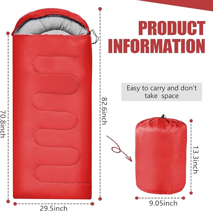 Camping Sleeping Bags for Adults Kids Waterproof Lightweight Sleeping Bag for Cold Weather or Warm Backpacking Hiking Mountaineering Indoor Outdoor Use