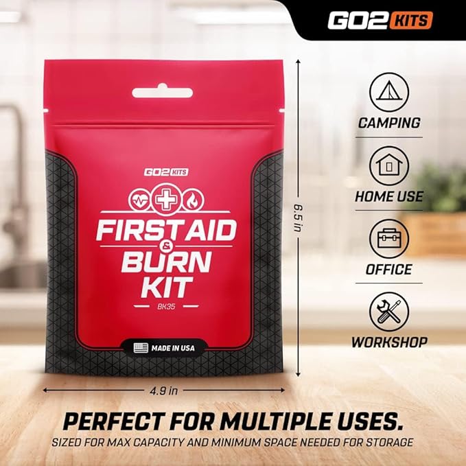 Advanced First Aid & Burn Kit, Comprehensive Burn First Aid Kit with Dressings, Burn Cream & Gauze, Portable First Aid Kit for Home, Office, Car & Travel, 3-Pack (BK35)