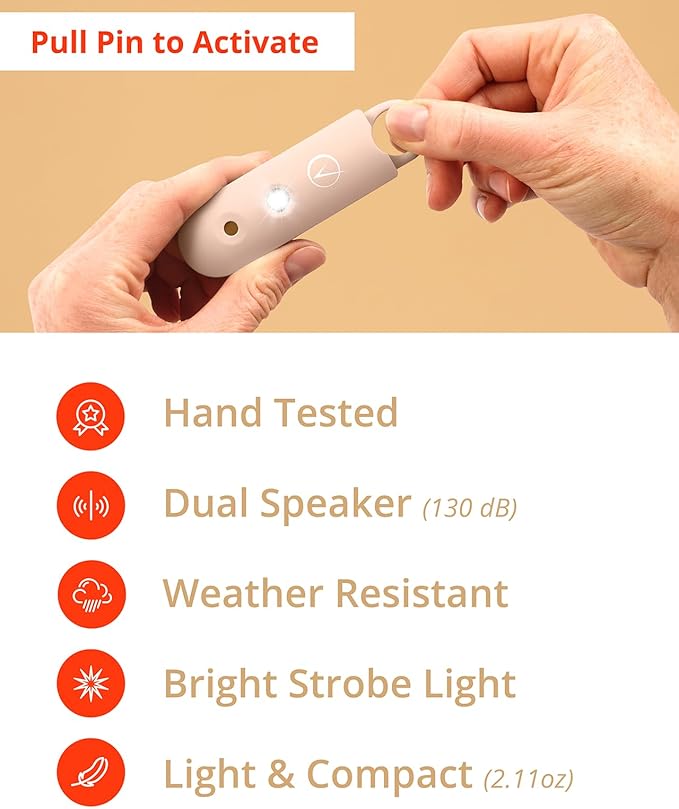 Vantamo Personal Alarm for Self Defense with Low Battery Notice, Strobe Light & Extra Loud 130 dB Double Speakers Safety Keychain Set for Women, Rechargeable Panic Button for Womens Self Defense