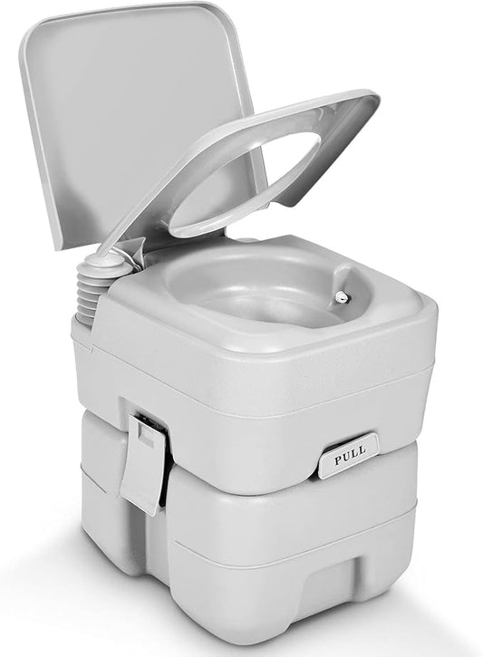 YITAHOME Portable Toilet, Camping Toilet, Travel RV Toilet, 5.3 Gallon Detachable Waste Tank, Double Water Spouts for Camping, Hiking, Hunting, Boating, Gray