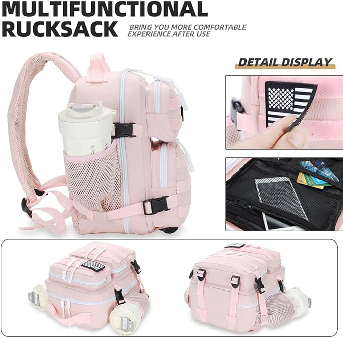 9L Mini Tactical Backpack for Men and Women, Tactical Backpack Small for Hiking, Small Tactical Bag(Pink)