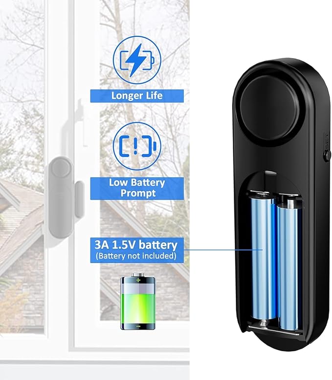 5-Pack Window Alarms for Home Security, 120dB Door and Window Open Sensor Chime for Kid Safety, Pool Safety, Sliding Door, DIY Protection, Easy Installation,Ideal for Home,Garage,Apartment,Black