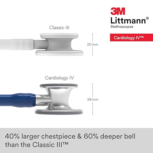 3M Littmann Cardiology IV Diagnostic Stethoscope, 6154, More Than 2X as Loud, Weighs Less, Stainless Steel Chestpiece, 27" Navy Blue Tube
