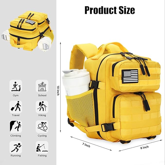 9L Mini Tactical Backpack for Men and Women, Tactical Backpack Small for Hiking, Small Tactical Bag(Yellow)