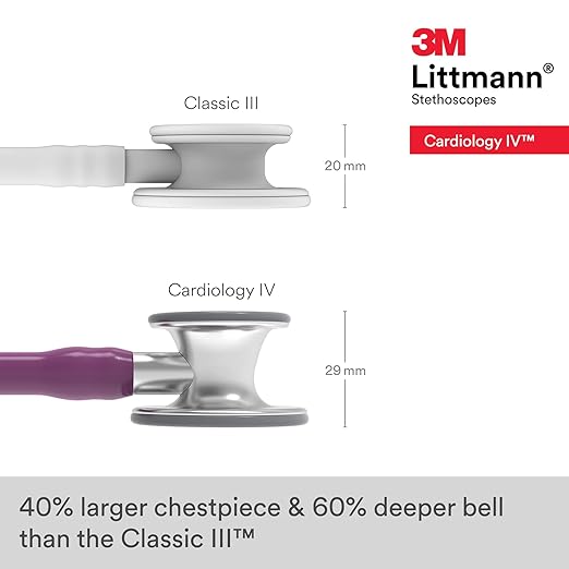 3M Littmann Cardiology IV Diagnostic Stethoscope, 6156, More Than 2X as Loud, Weighs Less, Stainless Steel Chestpiece, 27" Plum Tube