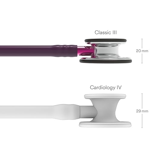 3M Littmann Classic III Monitoring Stethoscope, 5960, More Than 2X as Loud, Weighs Less, Stainless Steel Mirror-Finish Chestpiece, 27" Plum Tube, Pink Stem, and Smoke Headset