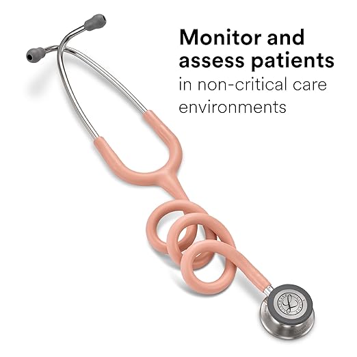 3M Littmann Classic III Monitoring Stethoscope, 5910C, More Than 2X as Loud, Weighs Less, 27" Champagne Rose Satin-Finish Tube for Added Comfort, Flexibility and Cleanability