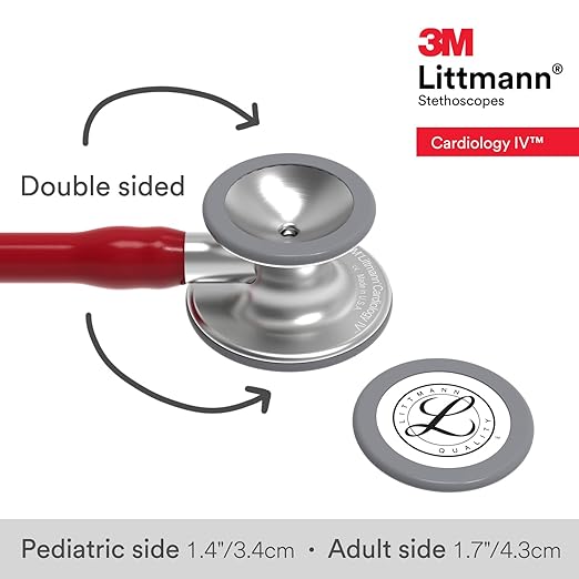 3M Littmann Cardiology IV Diagnostic Stethoscope, 6184, More Than 2X as Loud, Weighs Less, Stainless Steel Chestpiece, 27" Burgundy Tube