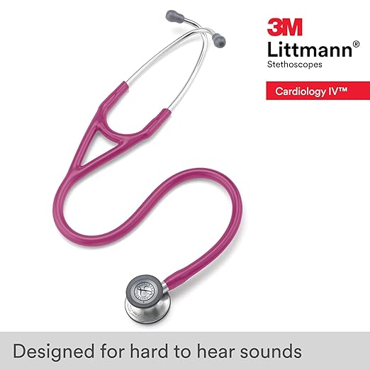 3M Littmann Cardiology IV Diagnostic Stethoscope, 6158, More Than 2X as Loud, Weighs Less, Stainless Steel Chestpiece, 27" Raspberry Tube