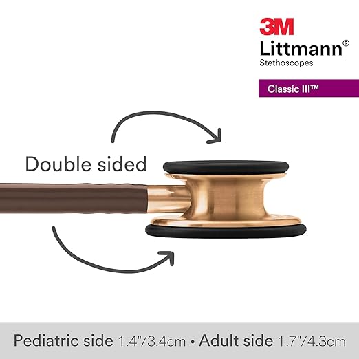 3M Littmann Classic III Monitoring Stethoscope, 5809, More Than 2X as Loud, Weighs Less, Stainless Steel Copper-Finish Chestpiece, 27" Chocolate Tube, Copper Stem and Headset