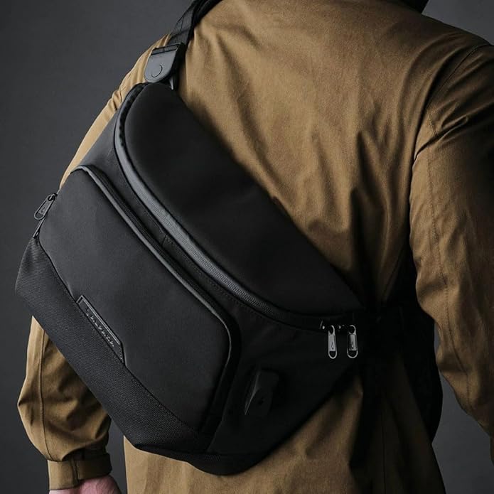 ALPAKA Bravo Sling Max, 8L RFID-Blocking Sling Laptop Bag for Men with Maglockz Buckle, Lockable Zips & External USB Port