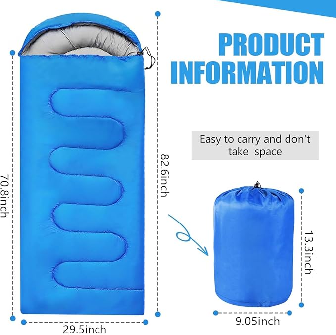 Camping Sleeping Bags for Adults Kids Waterproof Lightweight Sleeping Bag for Cold Weather or Warm Backpacking Hiking Mountaineering Indoor Outdoor Use