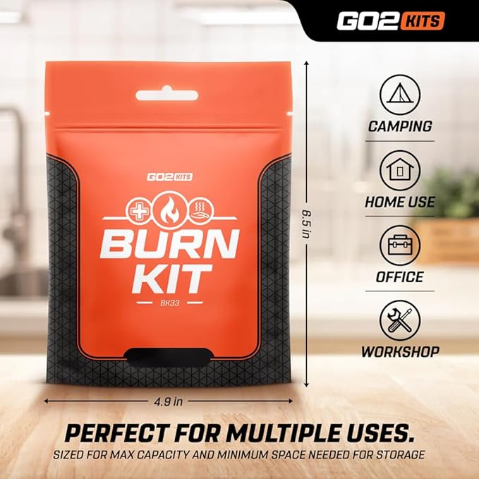Advanced Burn Kit, Comprehensive Burn First Aid Kit with Dressings, Burn Cream & Gauze, Portable First Aid Kit for Home, Office, Car & Travel, 100-Pack (BK33)