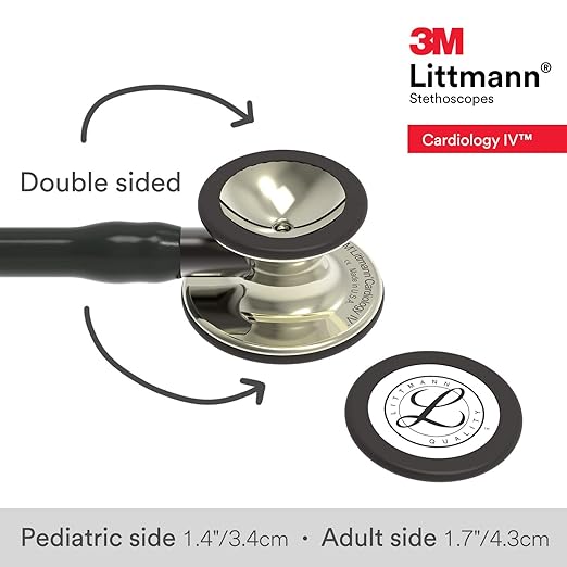 3M Littmann Cardiology IV Diagnostic Stethoscope, 6179, More Than 2X as Loud, Weighs Less, Stainless Steel Champagne-Finish Chestpiece, 27" Black Tube, Smoke Stem, and Headset