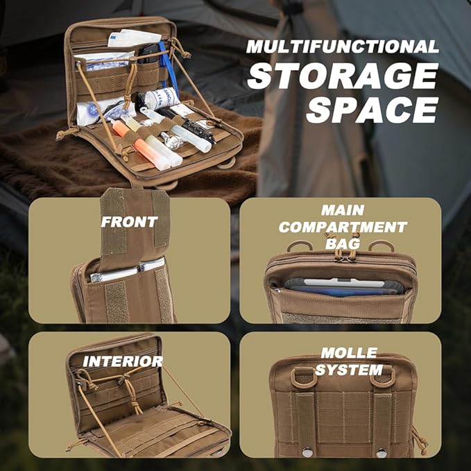 TSPRO Ultra Tactical Molle Admin Pouch Utility EDC Pouch Tool Organizer Clam-Shell Molle Pouches for Tools and Medical Suppliers Organization