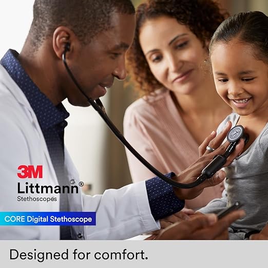 3M Littmann CORE Digital Stethoscope, Our Most Advanced Stethoscope Yet, Up To 40x Amplification, Active Noise Cancellation, In-App Sound Wave Visualization, Mirror-Finish Chestpiece, 8890