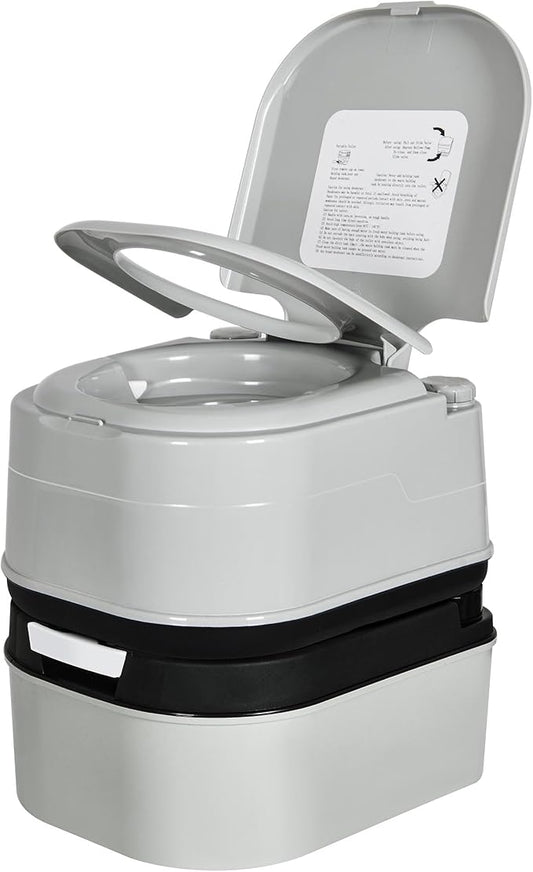 YITAMOTOR Portable Toilet Camping Porta Potty with Paper Collection 6.34 Gallon, Indoor Outdoor RV Toilet with Handle Pump, Leak-Proof OutdoorToilet for RV Travel, Boat, Trips, Grey