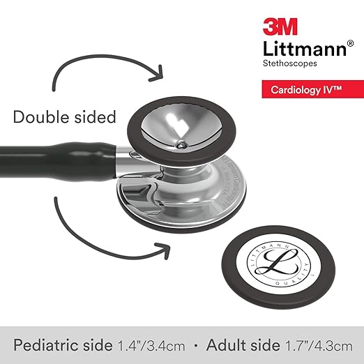 3M Littmann Cardiology IV Diagnostic Stethoscope, 6177, More Than 2X as Loud, Weighs Less, Stainless Steel Mirror-Finish Chestpiece and Stem, 27" Black Tube